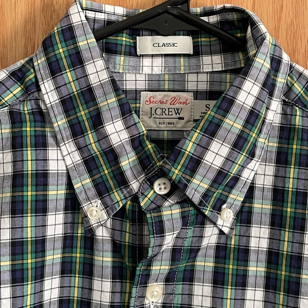 J. Crew Men's Classic Plaid Button Down Shirt - Blue, Green, White